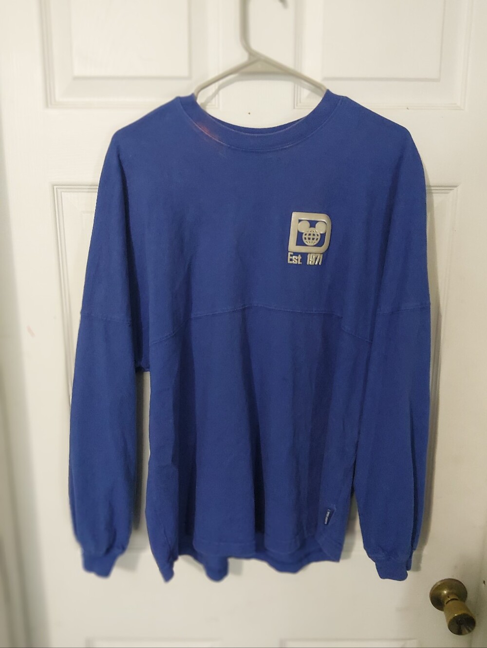 Blue Long Sleeve Graphic Tee with Chest Logo